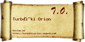 Turbéki Orion névjegykártya